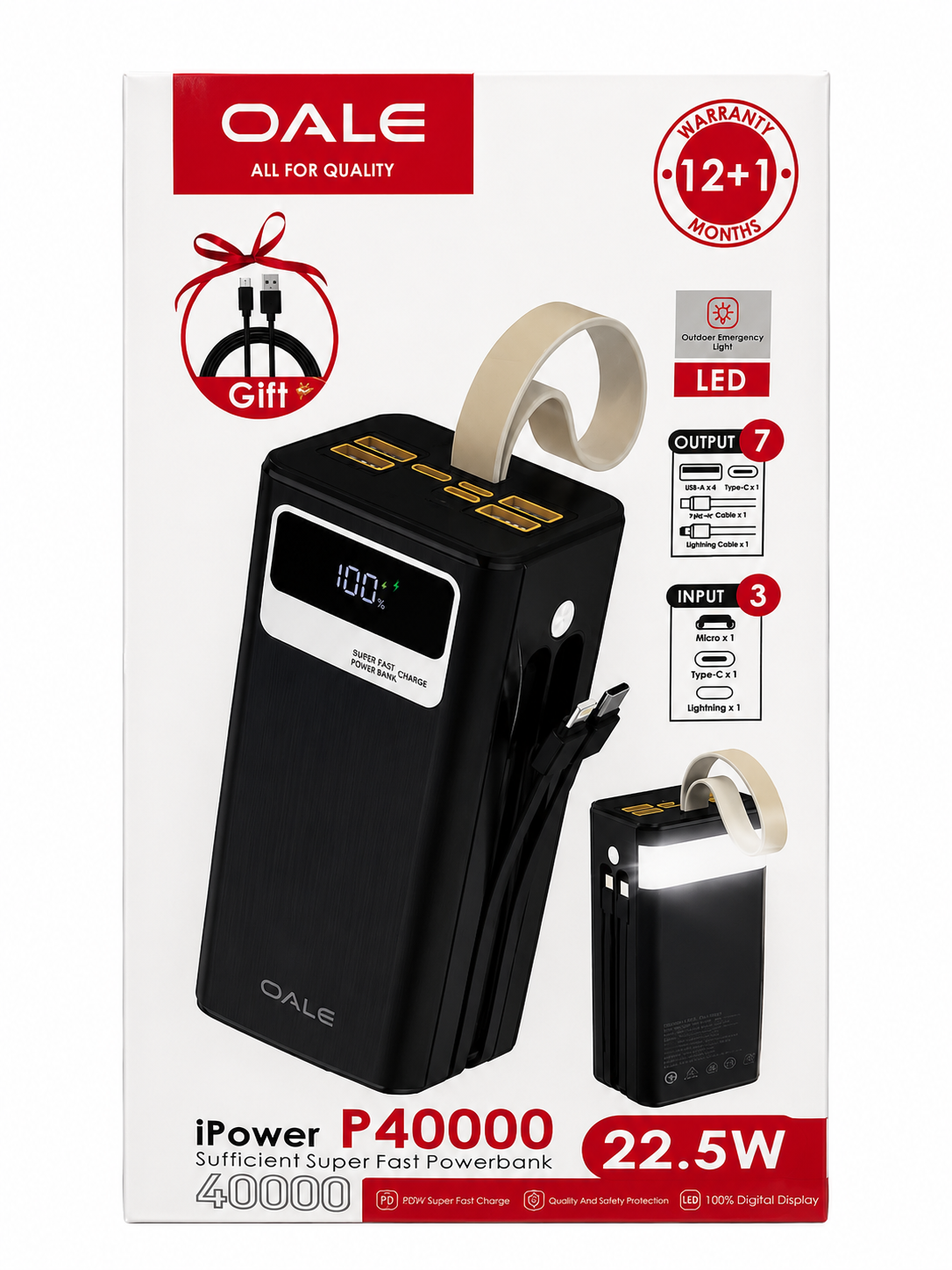 پاوربانک OALE P40000 ظرفیت 40000mAh | شارژ سریع 22.5W