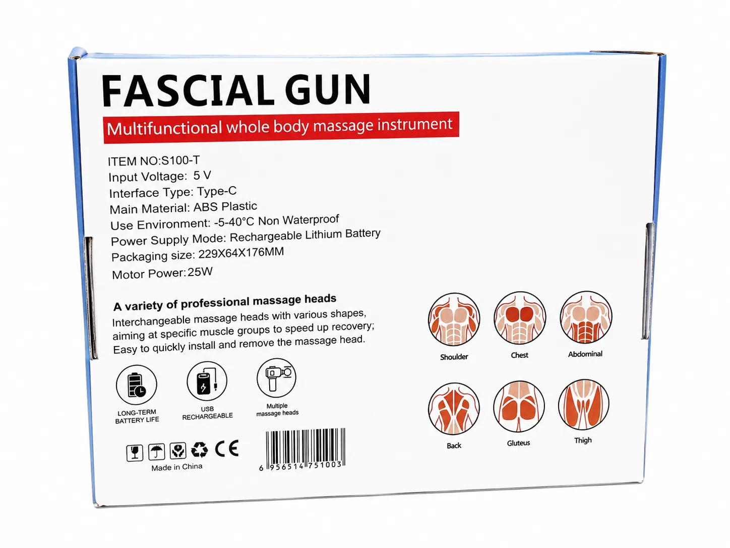 ماساژور تفنگی Fascial Gun مدل S100-T | شارژی چندکاره