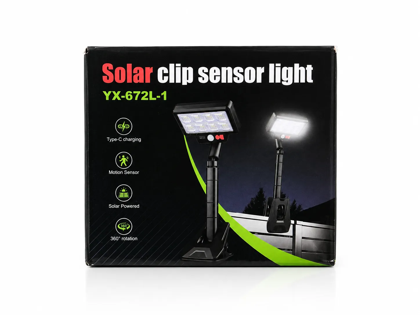 چراغ خورشیدی گیره‌ای سنسوردار YX-672L-1